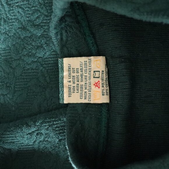 Vntg‎ Lady Footlocker Women's Sz S Green Embroidered Flower Mock Neck Pullover - Picture 10 of 10